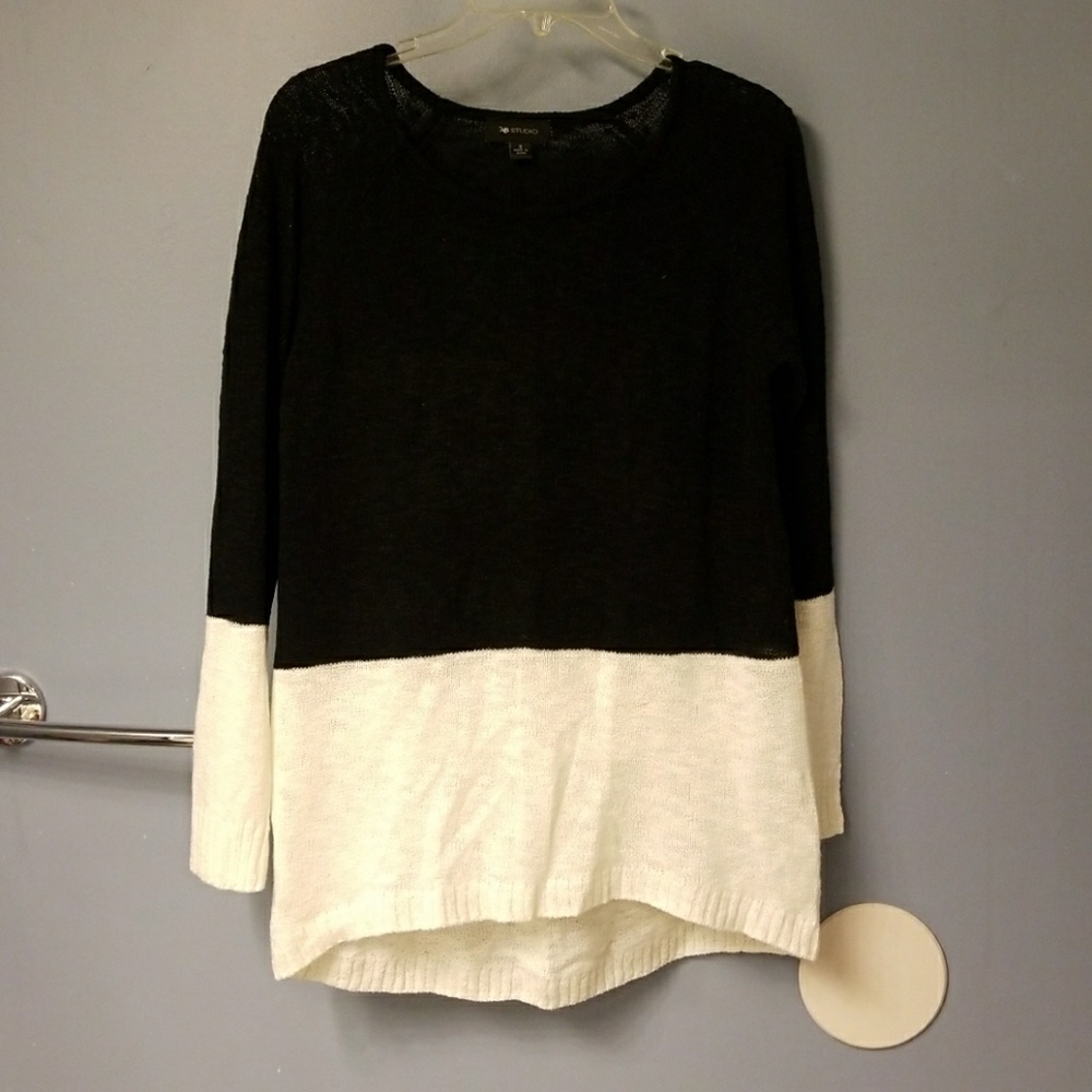 Black and white colorblock sweater
